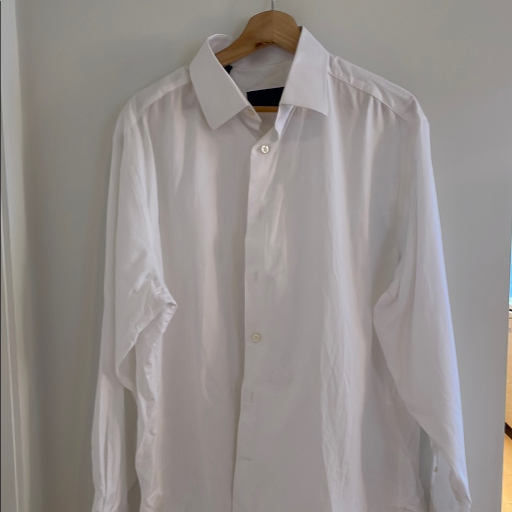 David Donahue White Dress Shirt Classic Long-Sleeve Design